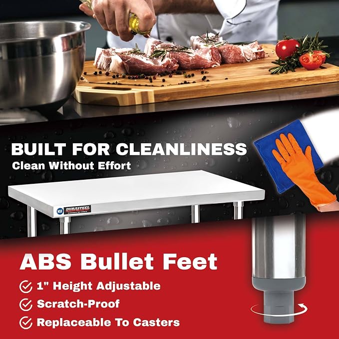 DuraSteel Stainless Steel Work Table 30" x 24" x 34" Height w/ 4 Caster Wheels - Image 5