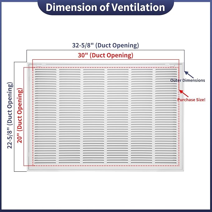30"W x 20"H Steel Return Air Filter Grille - Image 2
