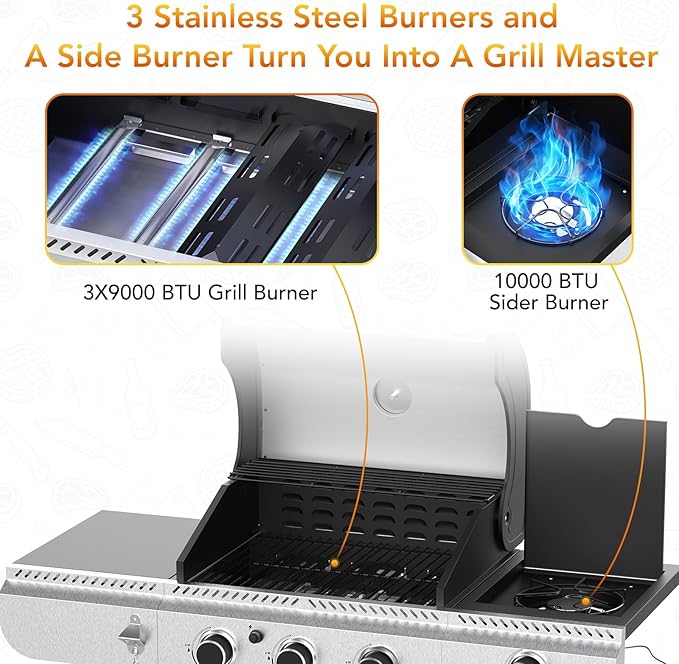 3-Burner Propane Gas BBQ Grill - Image 6