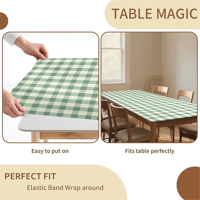 Rectangle Table Cloth Cover Waterproof Elastic Fitted Polyester Fitted - Image 4