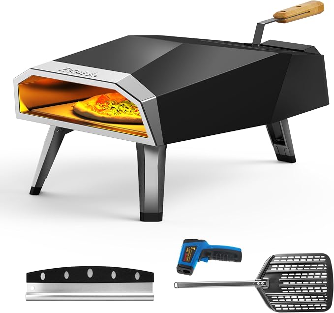 Outdoor Wood Pellet Pizza Oven – 12" Woodfire Pizza Stone Oven, Wood Fired by ECOWELL