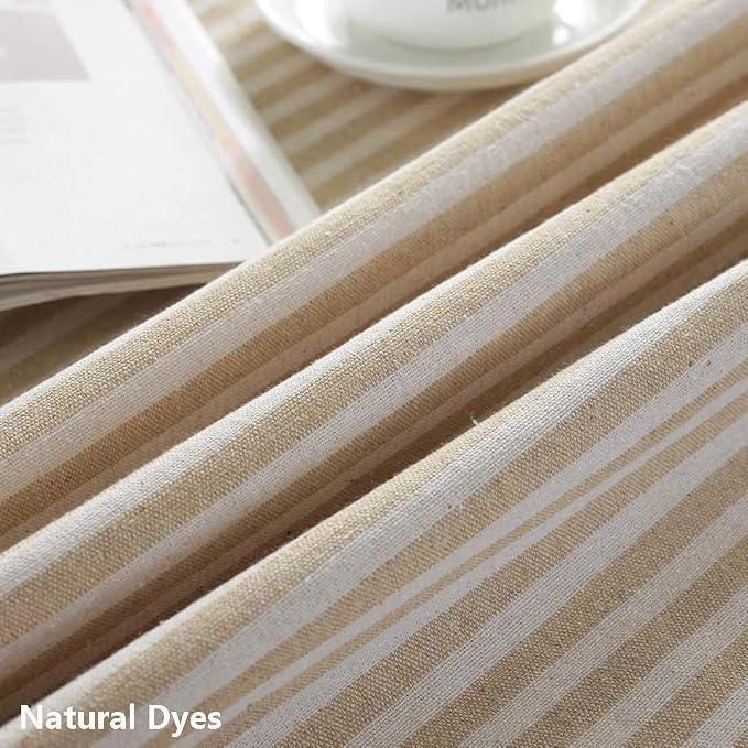 TruDelve Cotton Square Tablecloth 70 x 70 Beige Striped Cloth Tablecloths Fall - Image 4