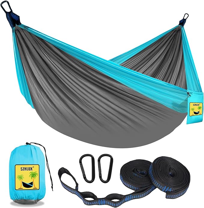 Camping Hammock for 2 with 210T Parachute Fabric in Sky Blue