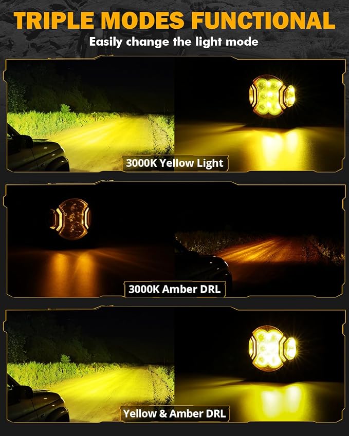 Auxbeam V-Ultra Series 3 Inch 108W LED Round Pods, 3 Modes Offroad Driving Side - Image 3