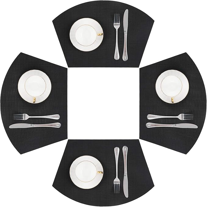 SHACOS Small Round Table Placemats Wedge Placemat Set of 4 Non Slip Heat by SHACOS