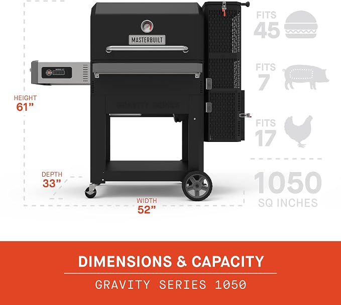 Masterbuilt Gravity Series 1050 Digital Charcoal Grill Smoker Combo + Cover - Image 4
