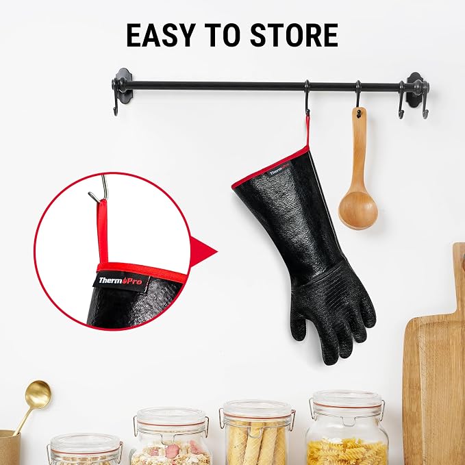 ThermoPro 932°F Heat Resistant BBQ Gloves, Oil & Slip-Resistant Neoprene Oven - Image 8