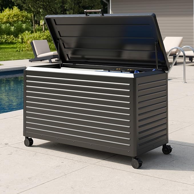 MIRADOR 134 Gallon Outdoor Storage Box Waterproof, Metal Deck Box by Mirador