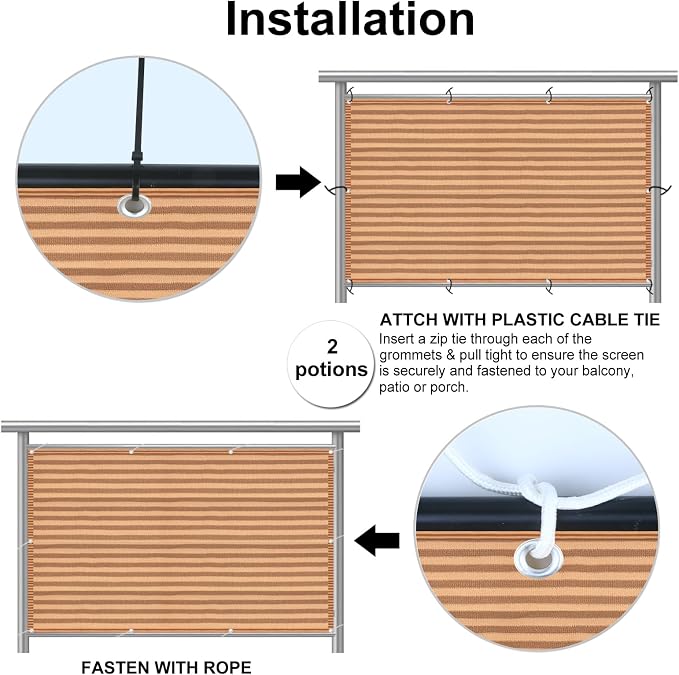 Eden's Decor Balcony Privacy Screen Brown/Khaki 3'x 4' Cover Mesh Windscreen - Image 2