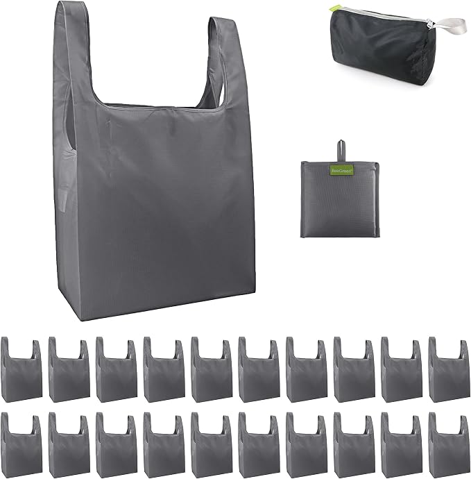BeeGreen Grey Reusable Shopping Bags Wholesale Gray Reusable Grocery Bags Bulk by BeeGreen