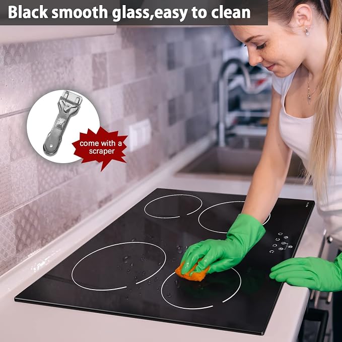 Noxton 24 Inch Electric Cooktop 4 Burners Electric Stove, Built-in Ceramic - Image 5