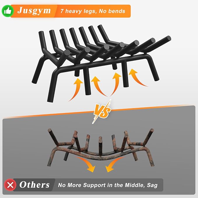 Fireplace Grate 21 Inch with 7 Support Legs, Round Solid Steel Heavy Duty - Image 4