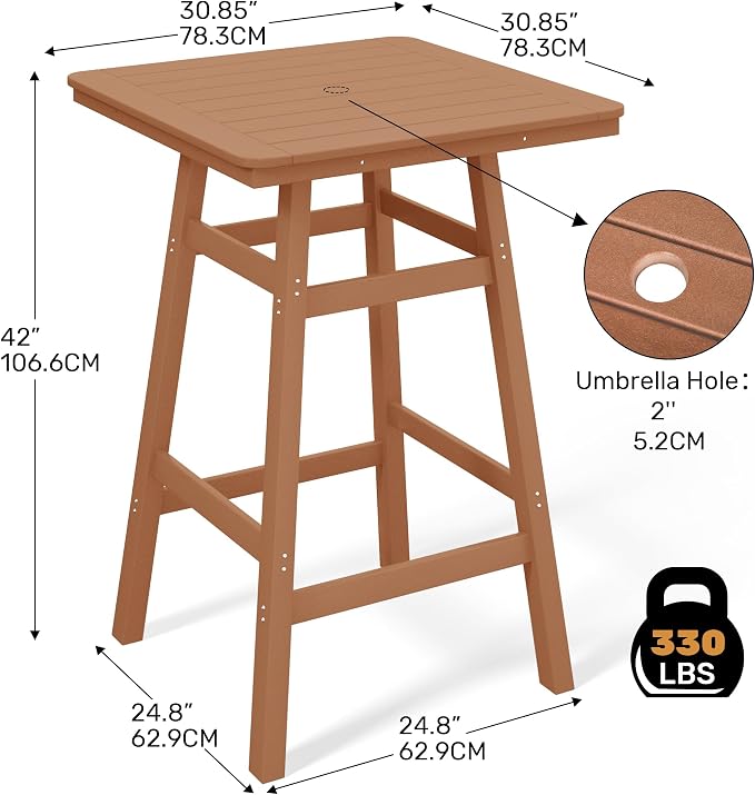 Costaelm Outdoor Bar Table, Patio Bistro Dining Pub Table - Image 3