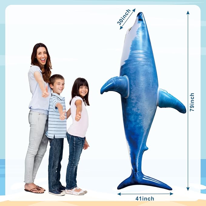 Extra Large Inflatable Shark Pool Toy, 79inch Shark Pool Birthday Party - Image 3