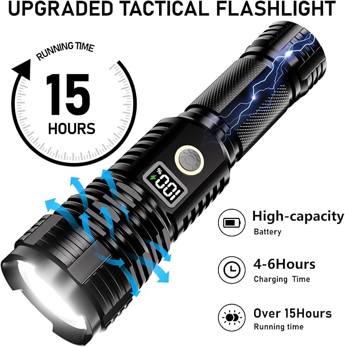 Flashlights High Lumens Rechargeable, 10000LM LED Super Bright Flash Light - Image 4