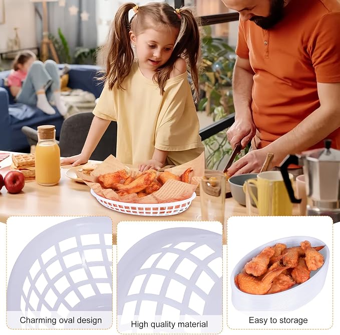 20 Pack Plastic Fast Food Baskets, 8.8" × 5.5" Small Oval Restaurant Serving - Image 5