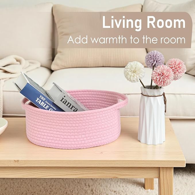 Woven Basket, Small Rope Storage Bin - Image 7