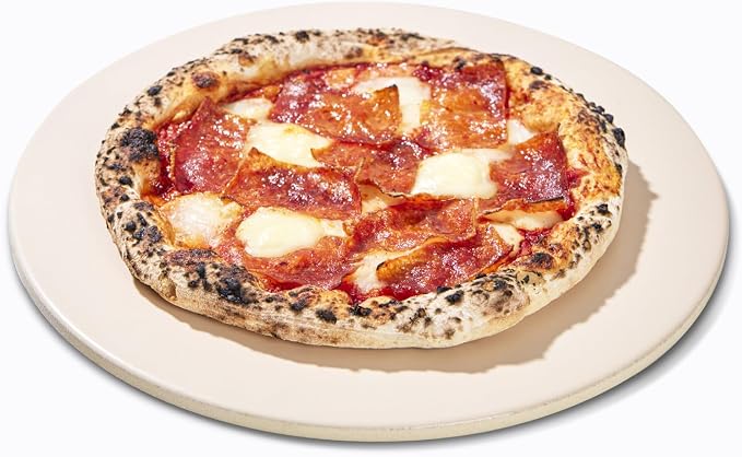 12.6" x 0.4" Coating Pizza Stone, Cordierite & Ceramic Round Pizza Stones by ROCKSHEAT
