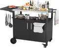 Vongrasig Grill Cart with Storage, Outdoor Bar Cart Rolling BBQ Movable Pizza by Vongrasig