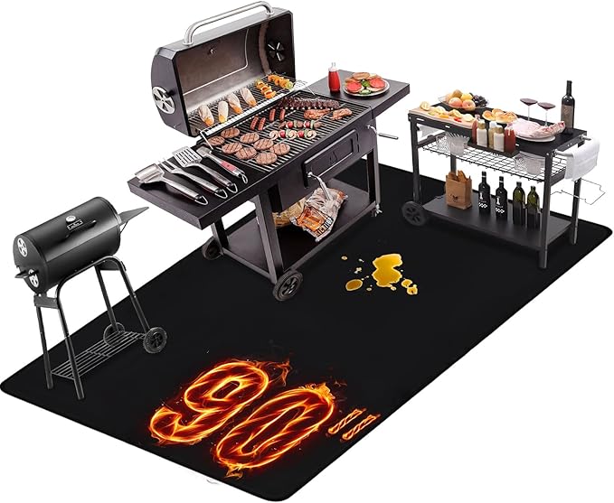 Grill Floor Mat 90x48 Inch Black Fiberglass Silicone