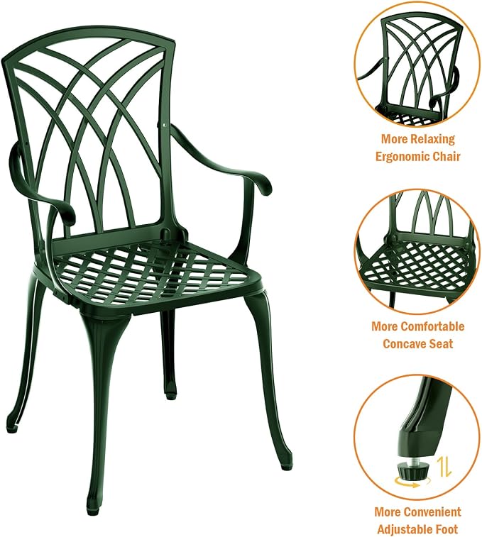 Patio Bistro Set 3 Piece, Cast Aluminum Bistro Set - Image 5