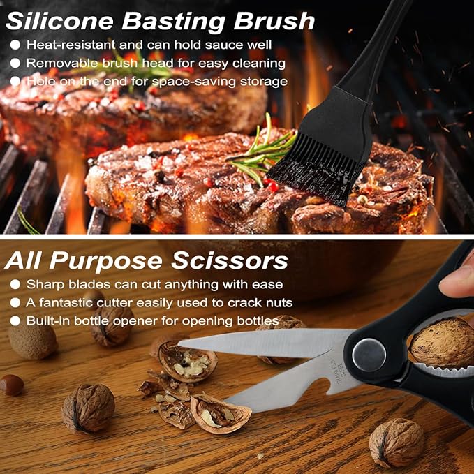 POLIGO 29 PCS BBQ Grill Accessories Stainless Steel BBQ Tools Grilling Tools Set - Image 8