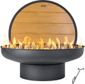 32in Fire Pit Table with Lid, Heavy Duty and Deep Fire Bowl, Outdoor Wood by Panovue