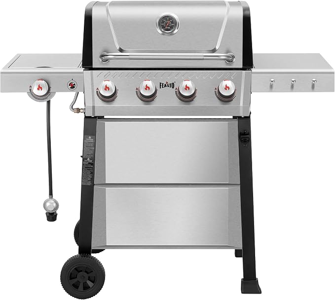 All Stainless Steel 4+1 Burner Gas BBQ Grill, Outdoor Propane Grill by Idealforcook