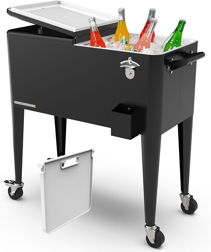 Permasteel 80 Quart Party Cooler, Rolling Ice Chest by Permasteel
