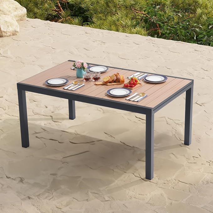 Soleil Jardin Aluminum Patio Extendable Dining Table, Adjustable Indoor Outdoor - Image 9