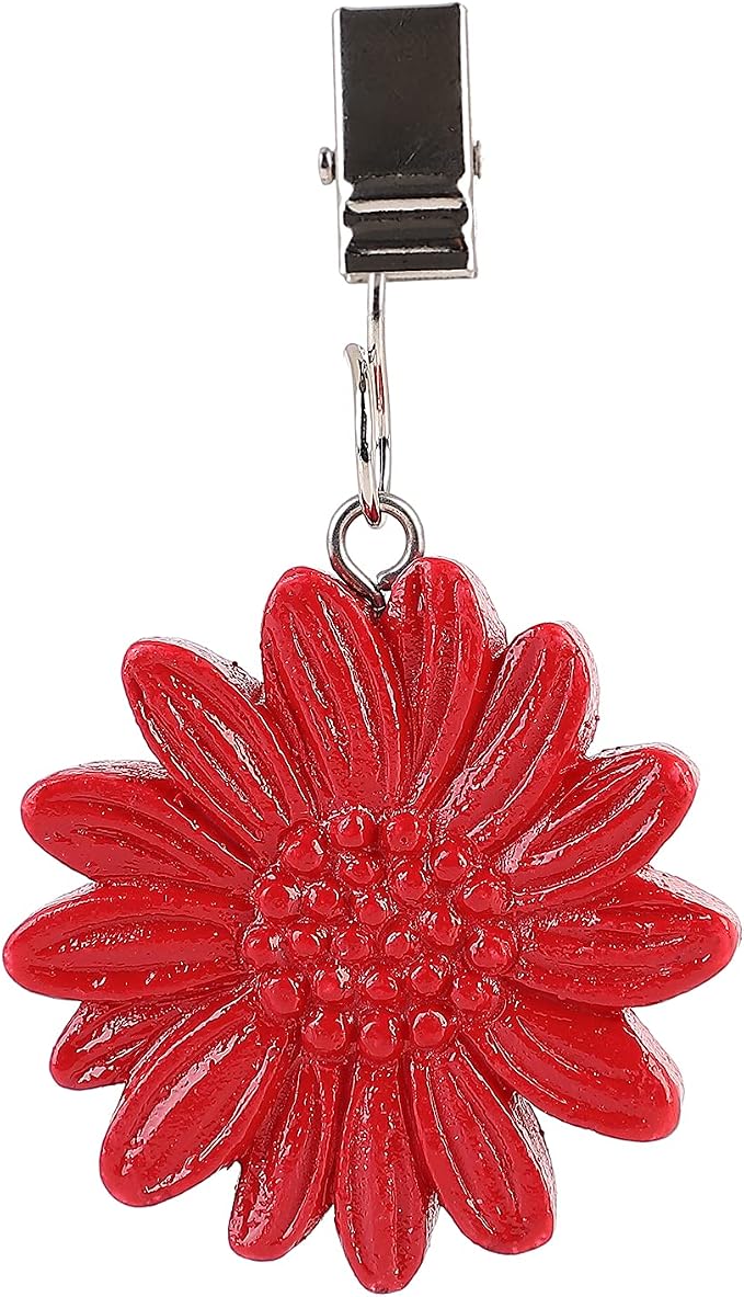 TwoFish Home Set of 4 Red Sunflower Resin Table Cover Tablecloth Weights Clips - Image 7