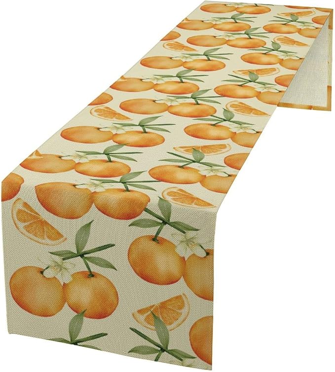 Orange Citrus Table Runner, Cute Spring Summer Fruit Themed Table Runner by Unknown