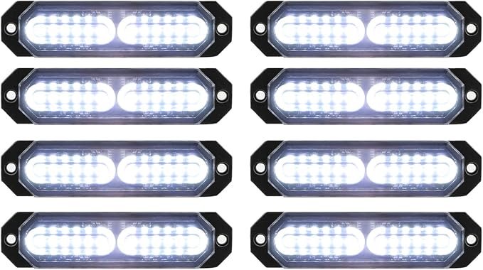 ASPL 8pcs Sync Feature Ultra Slim 12-LED Surface Mount Flashing Strobe Lights by ASPL