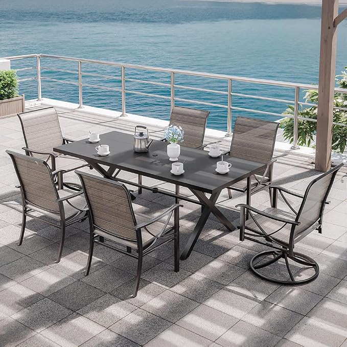 Kurapika 7-Piece Patio Dining Set, Outdoor Large Table - Image 2