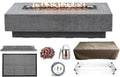 Elementi | Bundle Hampton Gas Fire Pit Cast Concrete 56" Rectangular Fire Table by AMSFireplaceInc
