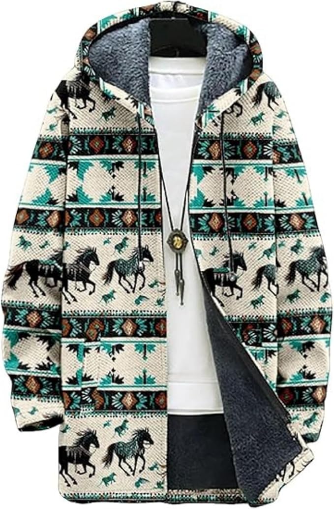 Men's Hooded Sweater Coat Knit Fleece Lined Long Cardigan Jacket by Unknown
