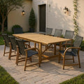 Amazonia Franklin 9-Piece Rectangular Extendable Patio Dining Set Teak Finish by Amazonia