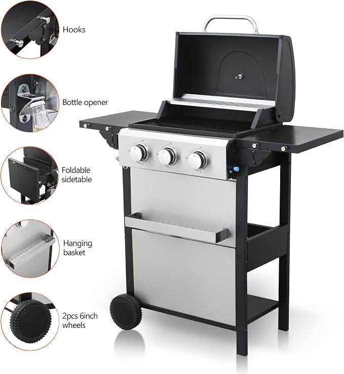 3-Burner Propane Gas BBQ Grill - Image 2