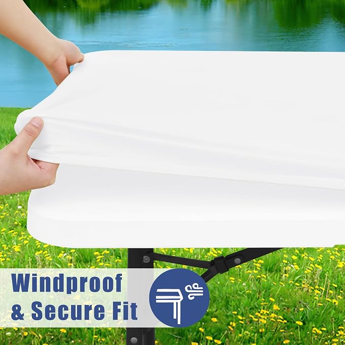 Spandex 8 Foot Rectangle Table Cloth 6 Pack, Elastic Fitted Tablecloths - Image 3