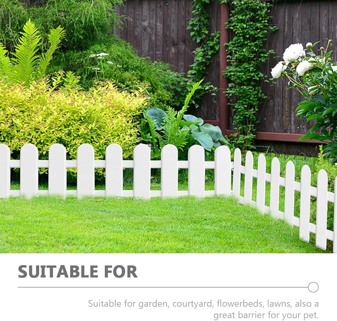 Housoutil 6Pcs Plastic Yard Fence Garden Edging Decorative Picket Fence - Image 2