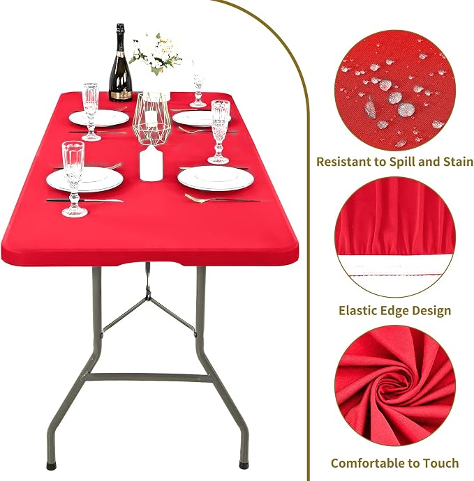10 Pack Stretch Fabric Table Top Cap Cover, fits 8' Tables, Spandex Table - Image 3