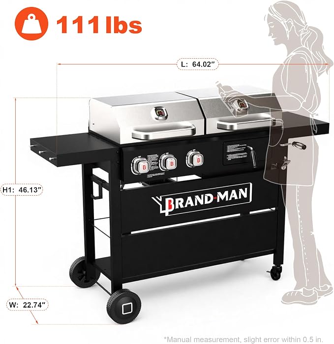 Brand-Man Propane Gas and Charcoal Grill Combo, Dual Fuel BBQ Combo Grill - Image 9