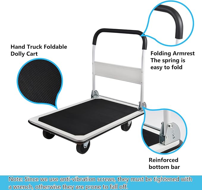 LEADALLWAY Platform Truck Large Size 880lbs Heavy Duty Foldable Push Cart - Image 5