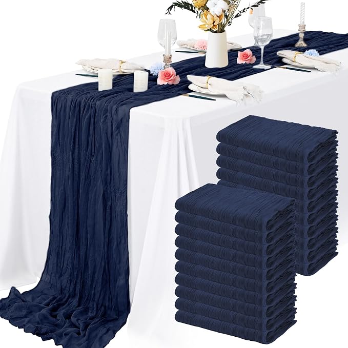 20 Packs Cheesecloth Table Runner 10FT Long Boho Gauze Fabric Table Runner by Lamshionow