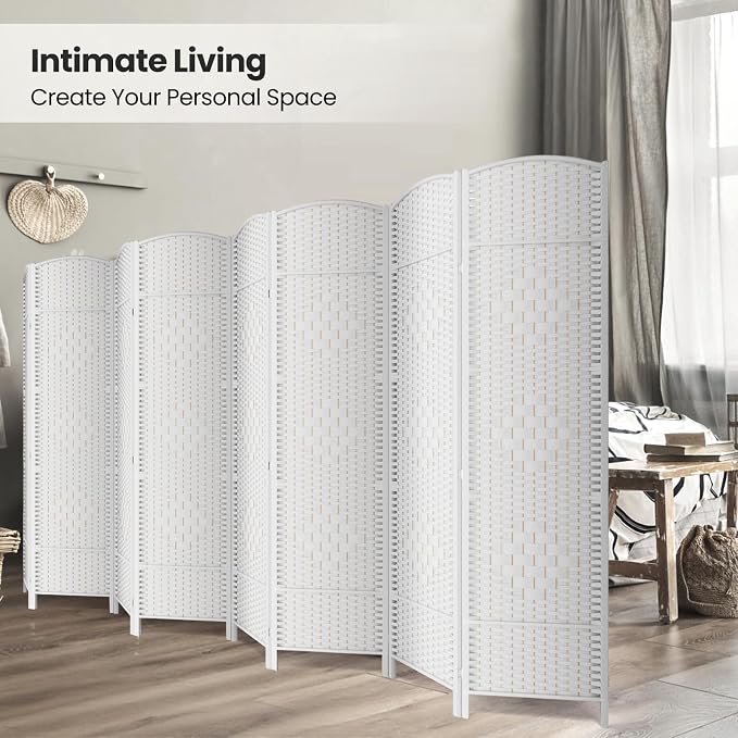 Folding Room Divider, Weave Fiber Privacy Screen, Extra Wide Room Screen - Image 4