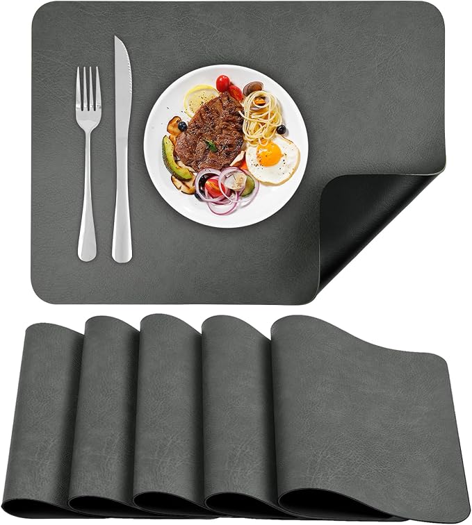 PU Leather Placemats Set of 6 Table Mats Heat Resistant Kitchen Place Mats by APLKER