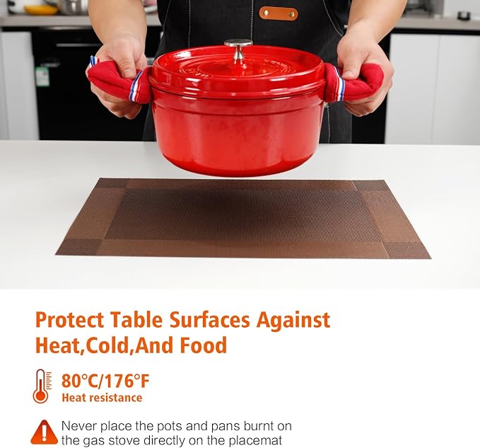Placemats Set of 6, Heat and Stain Resistant Indoor/Outdoor Place mats - Image 4