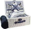 Picnic Basket Willow for 4 Persons, Large Wicker Hamper Set by OutdoorLivingPicnicItems