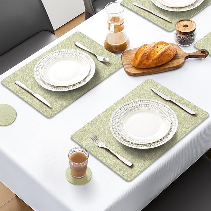 MOSAYT Faux Leather Placemats Set of 4, Heat Resistant Vinyl Place Mats - Image 2