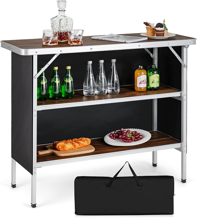 Giantex Portable Bar Table for Events, Folding Mobile Bartending Station by Giantex